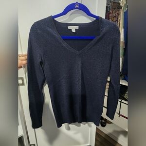 Women's Navy V-Neck Sweater